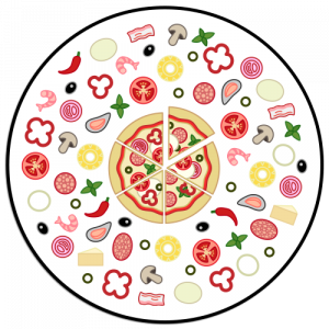 pizza surrounded by ingredients