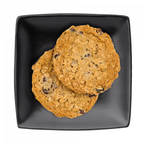 two oatmeal raisin cookies