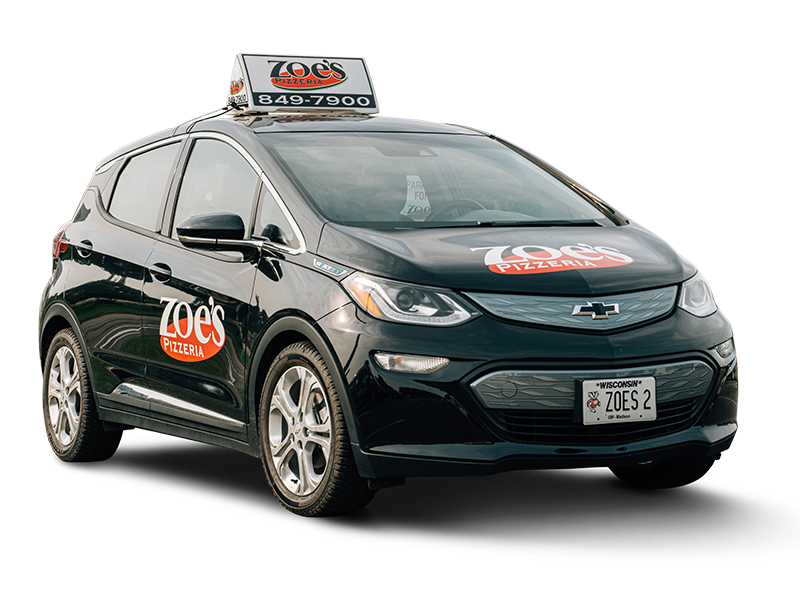 zoe's black electric delivery car
